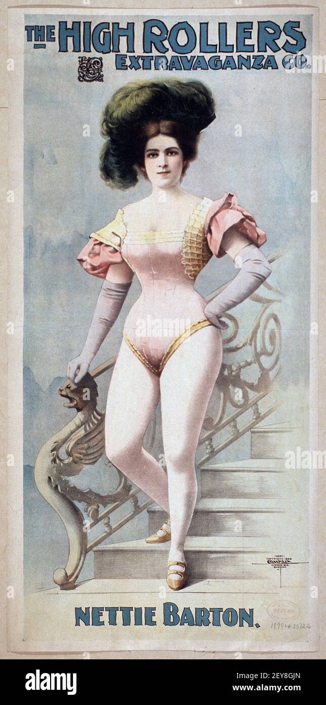 Die High Rollers Extravaganza Co. Burlesque. Poster/Werbung. 1800s. Stockfoto