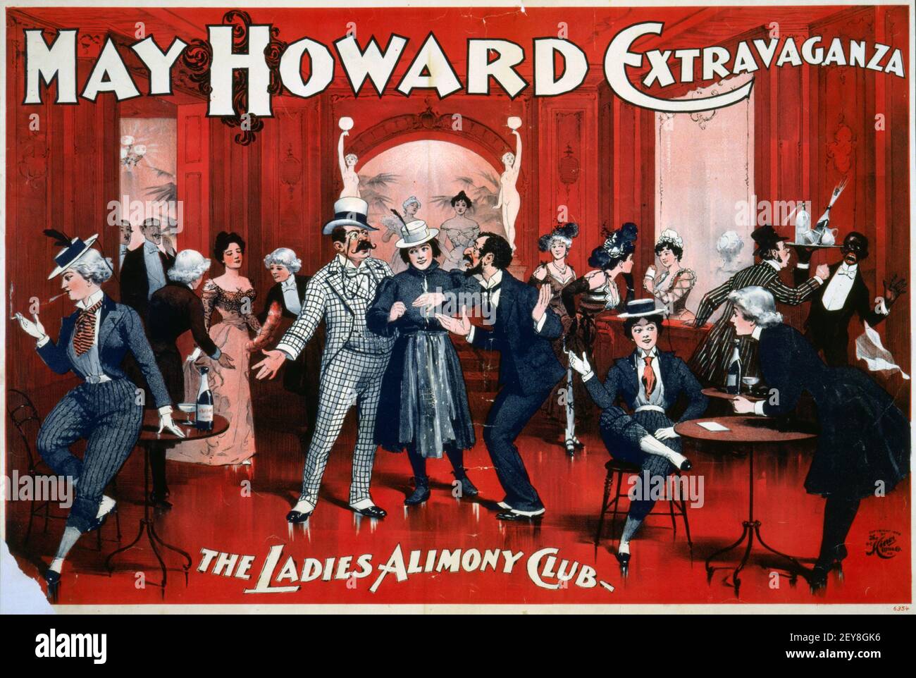 Mai Howard Extravaganza. Der Ladies Alimony Club. Klassisches Show Poster, alter und Vintage Stil. Stockfoto