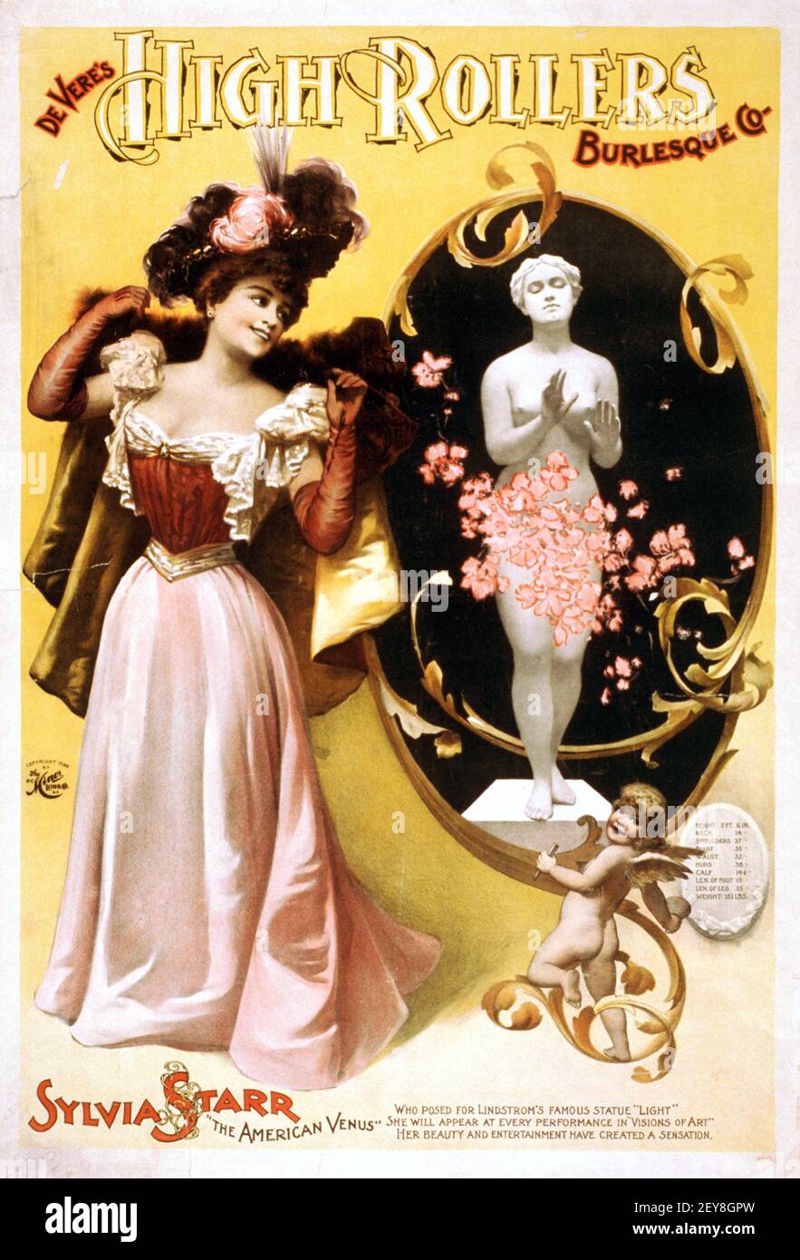 De Vere's High Rollers Burlesque Co. Classic Show Poster, alt-und Vintage-Stil feat. Sylvia Starr. Stockfoto