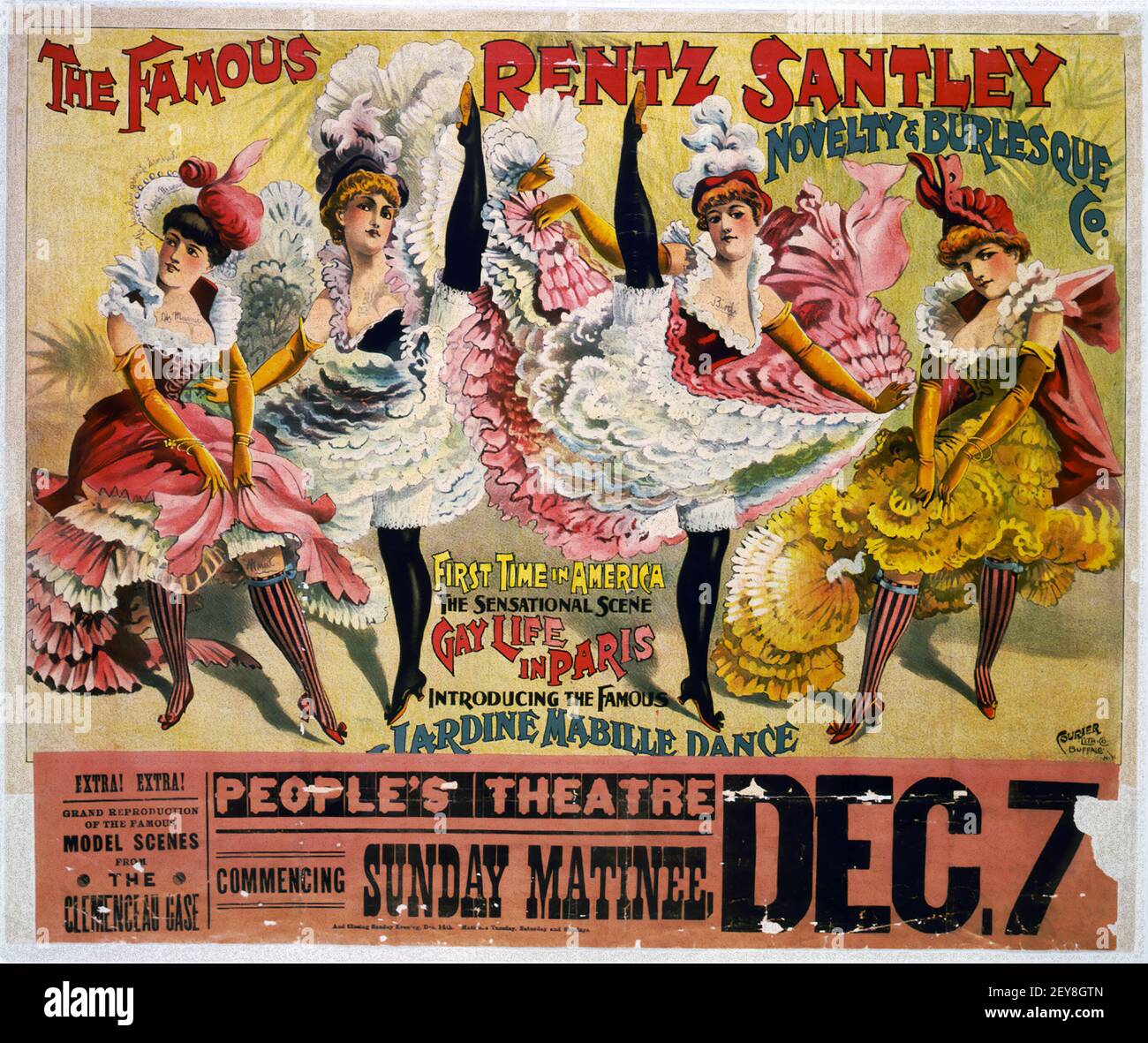 Die berühmte Rentz Santley Novelty & Burlesque Co. Klassisches Burlesque Poster, alt und sehr vintage Stil Stockfoto