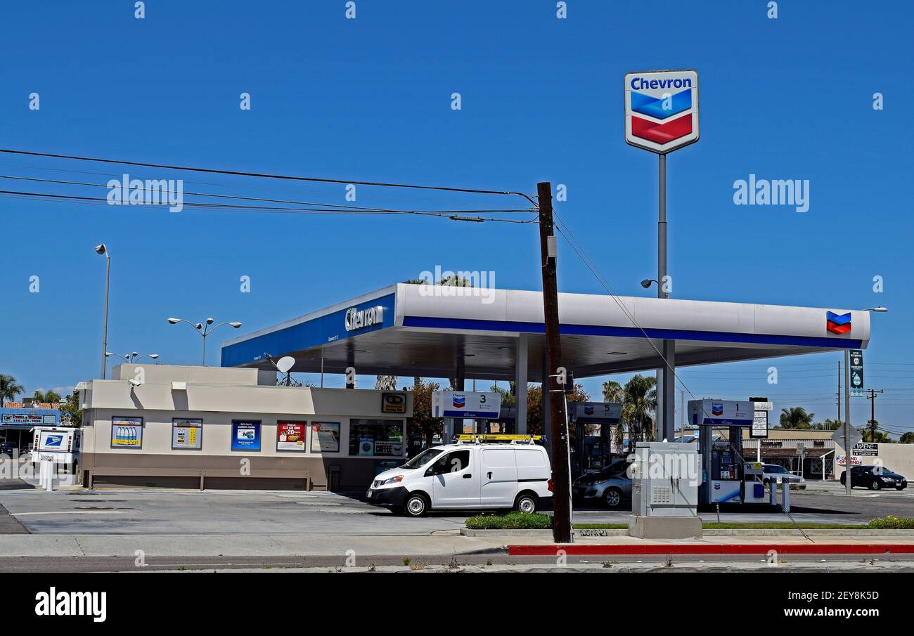 Chevron Tankstelle in Kalifornien Stockfoto
