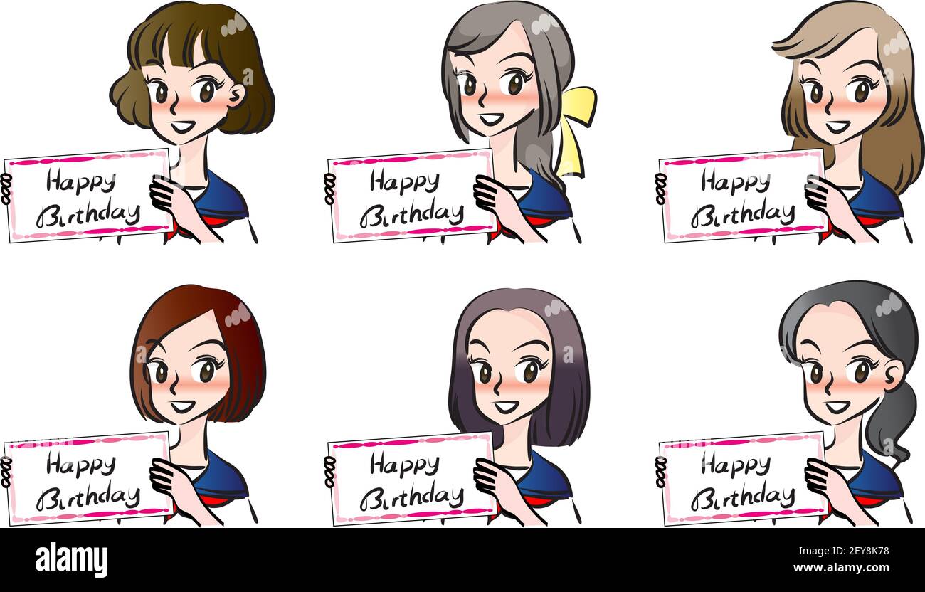 vektor High School Mädchen halten Geburtstagskarte Stockfoto