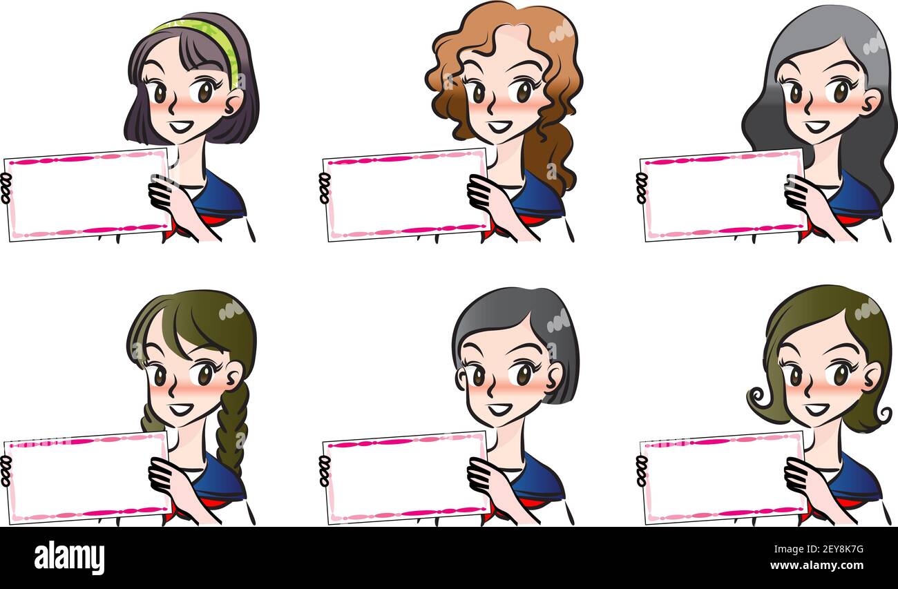 vektor High School Mädchen halten Karte Rahmen Grenze Hintergrund Stockfoto