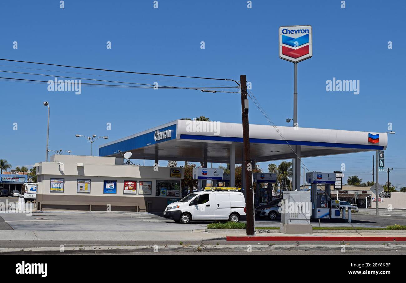 Chevron Tankstelle in Kalifornien Stockfoto