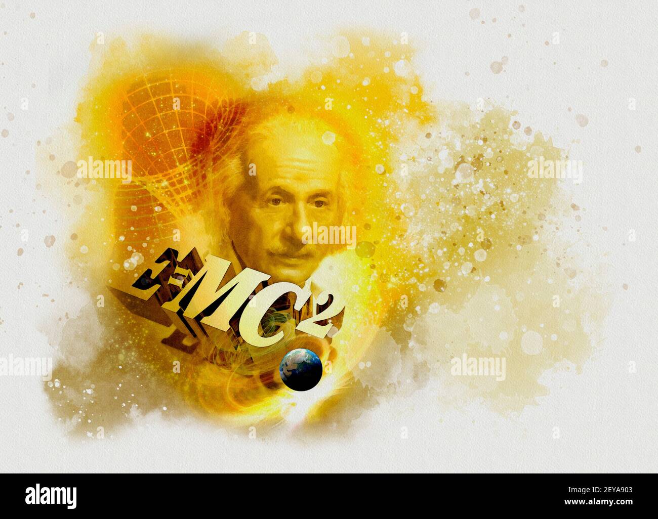 Einsteins Massenenergie-Gleichung, konzeptuelle Illustration Stockfoto
