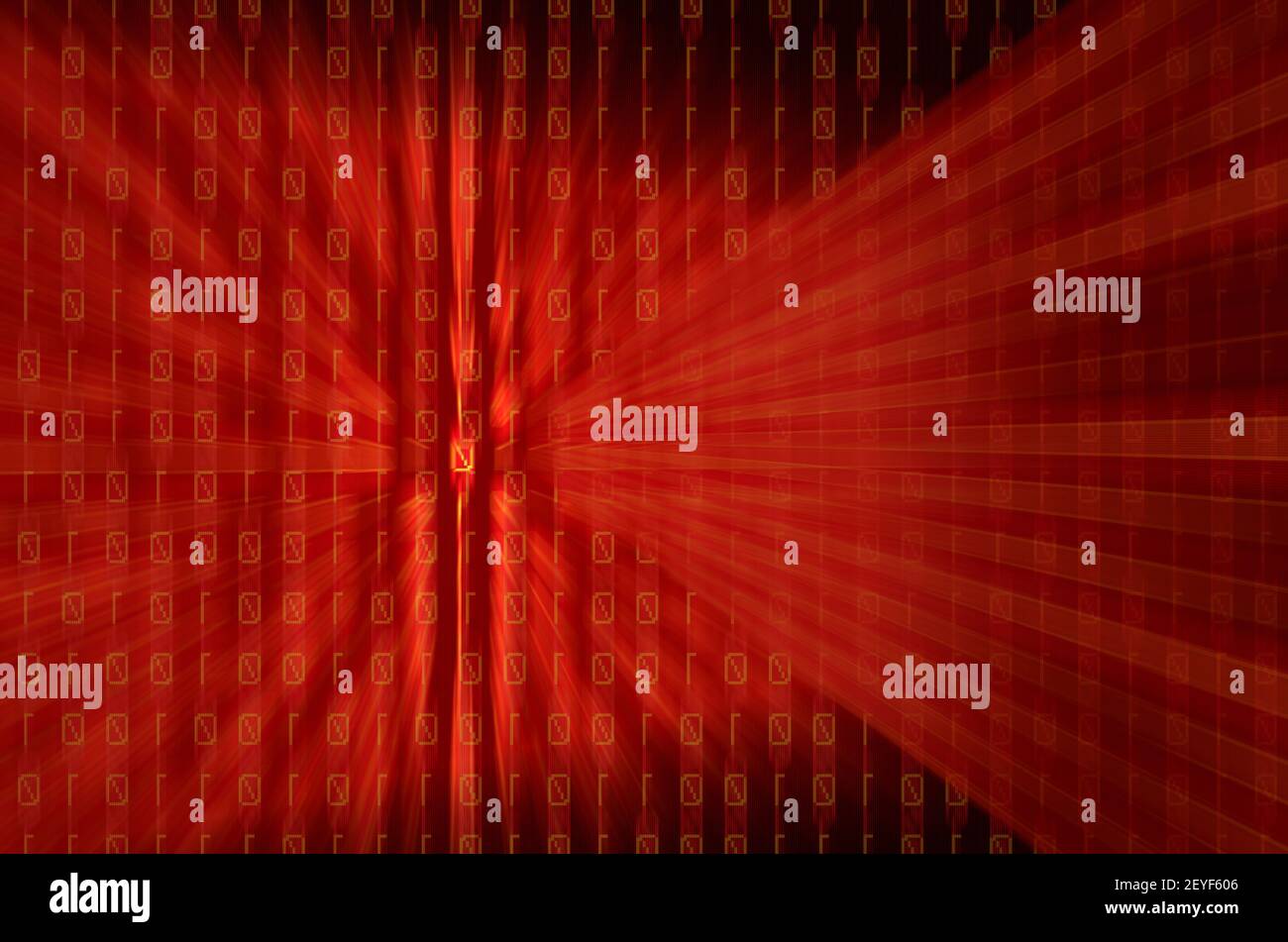 Rote Sperre für Binärzahlen und Hintergrund des Digitalbildschirms Stockfoto