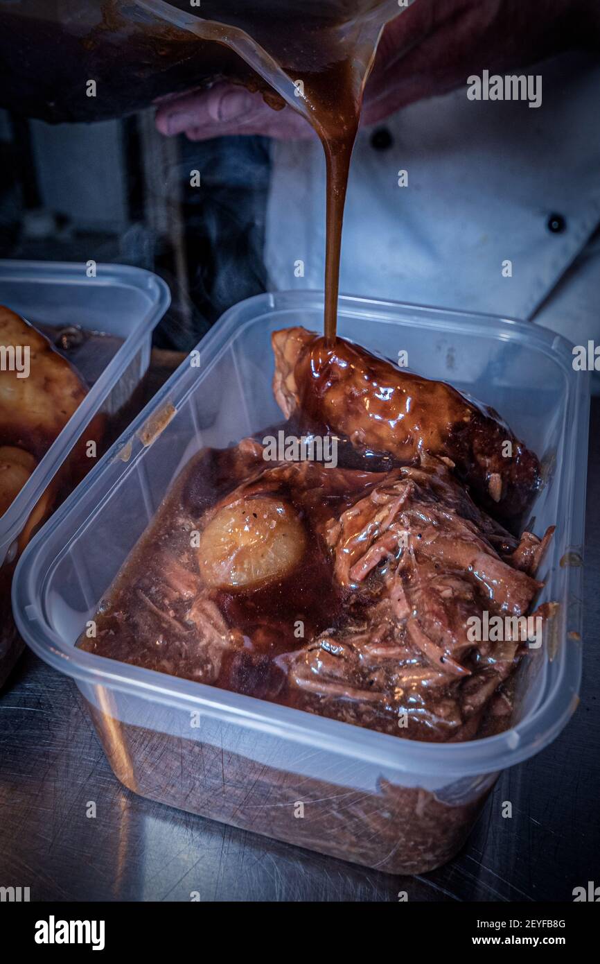 Braten Abendessen, Lamm, Rind, Roasties Stockfoto