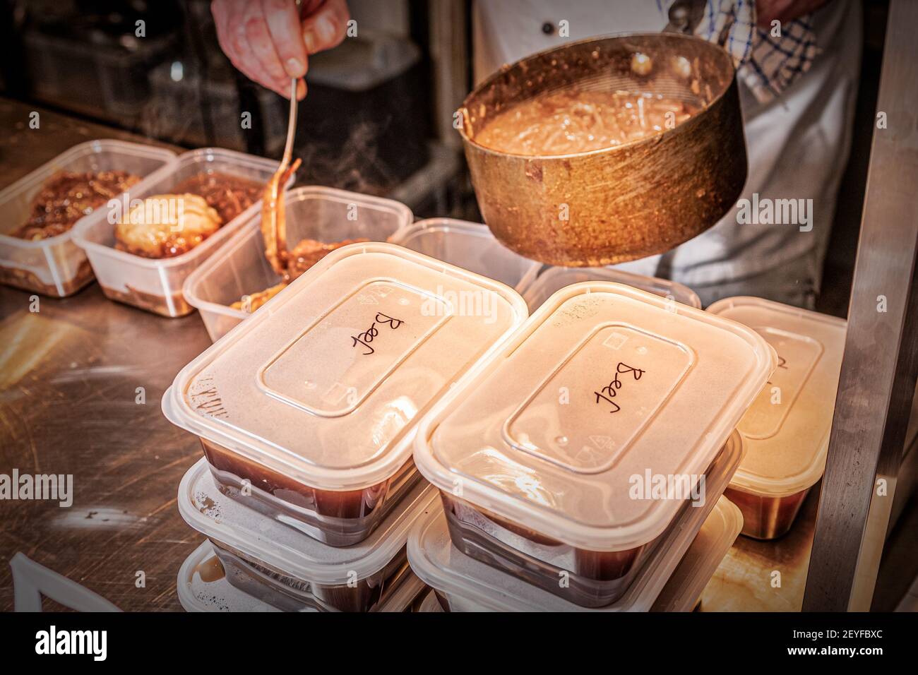 Braten Abendessen, Lamm, Rind, Roasties Stockfoto