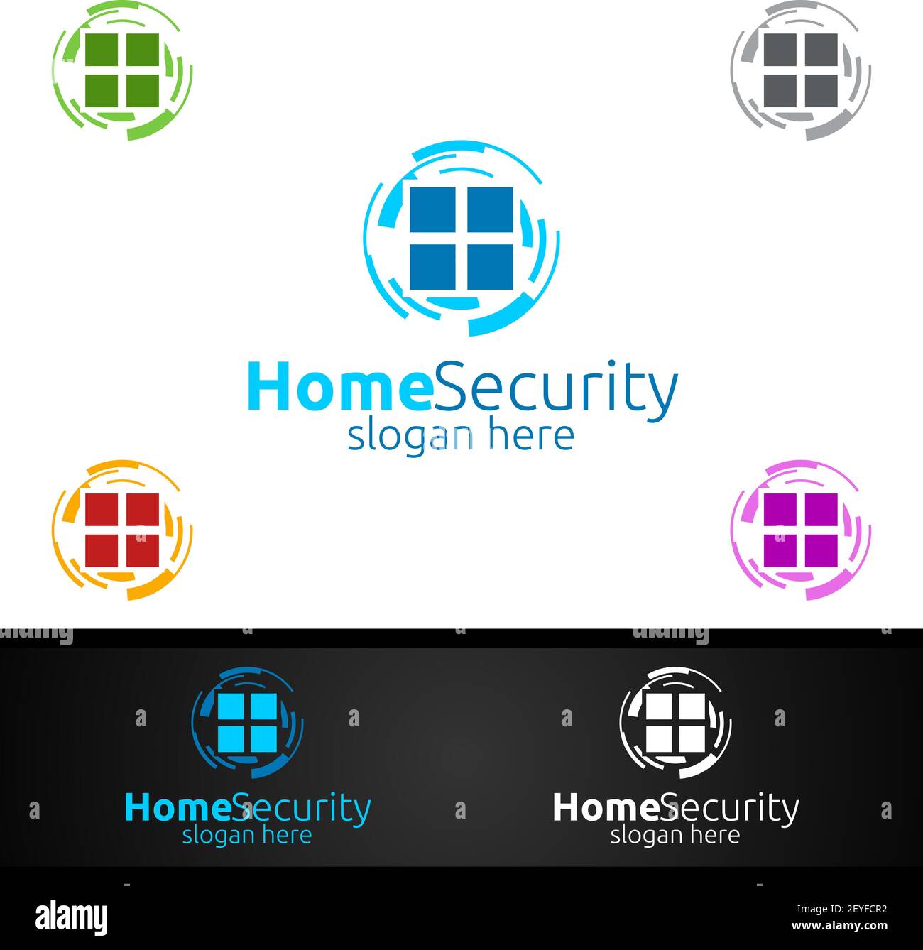 Home Security Logo für Netzwerk, Internet, Überwachung und Alarmdesign Stock Vektor