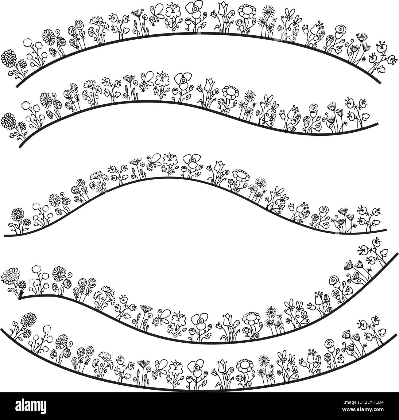 vektor Zeichnung schwarz und weiß Blumen Hintergrund Stock Vektor