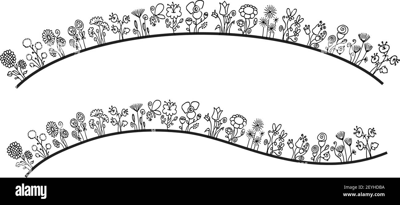 vektor Zeichnung schwarz und weiß Blumen Hintergrund Stock Vektor