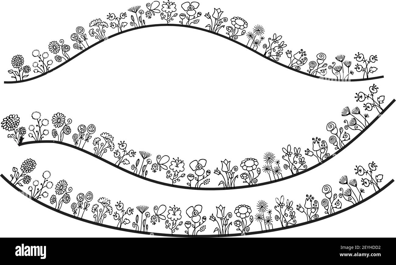 vektor Zeichnung schwarz und weiß Blumen Hintergrund Stock Vektor