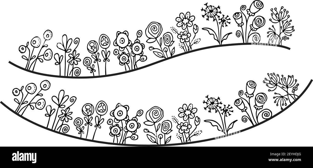 vektor Zeichnung schwarz und weiß Blumen Hintergrund Stock Vektor