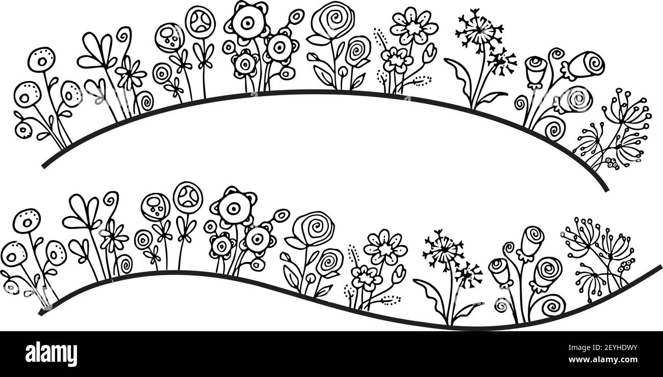vektor Zeichnung schwarz und weiß Blumen Hintergrund Stock Vektor