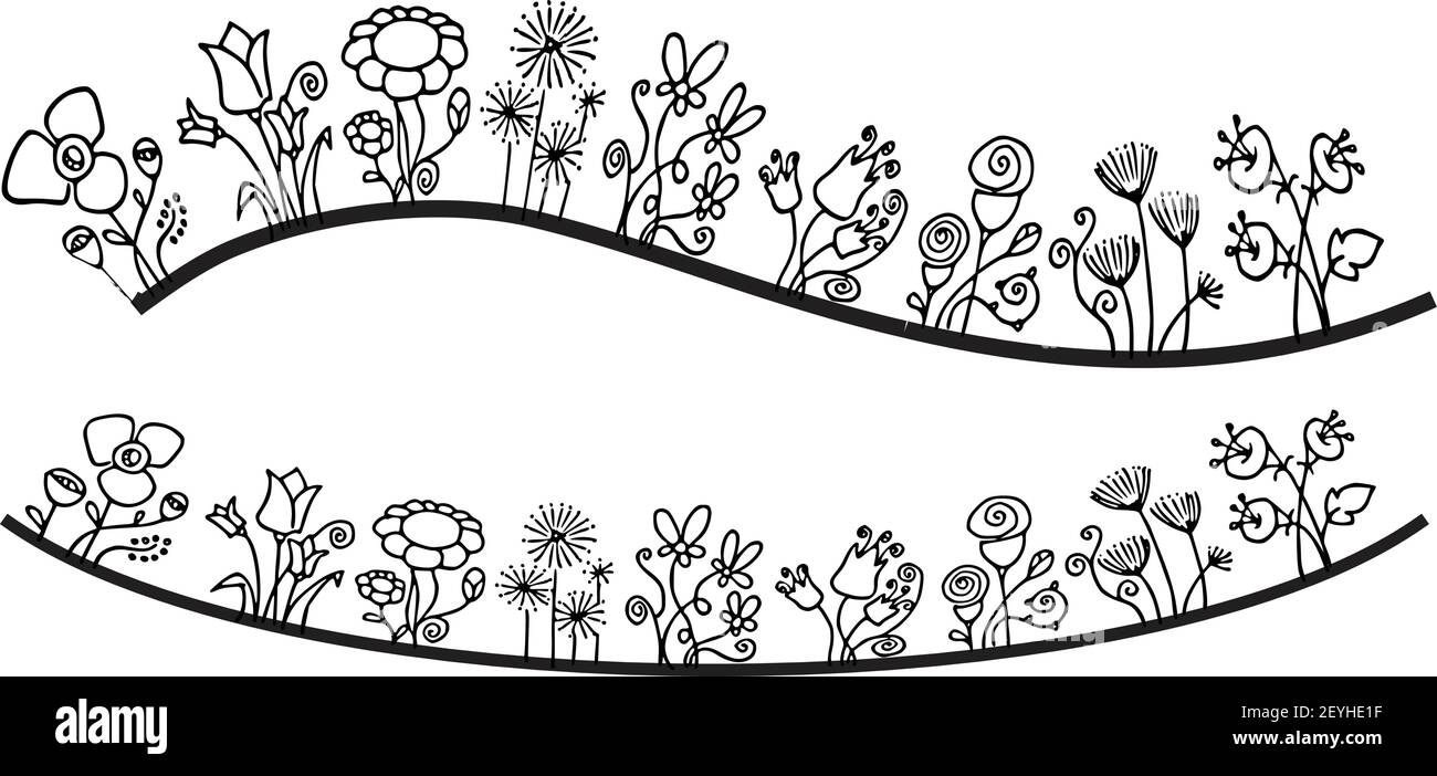 vektor Zeichnung schwarz und weiß Blumen Hintergrund Stock Vektor