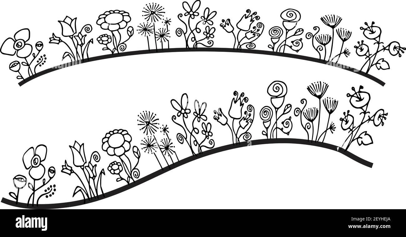 vektor Zeichnung schwarz und weiß Blumen Hintergrund Stock Vektor