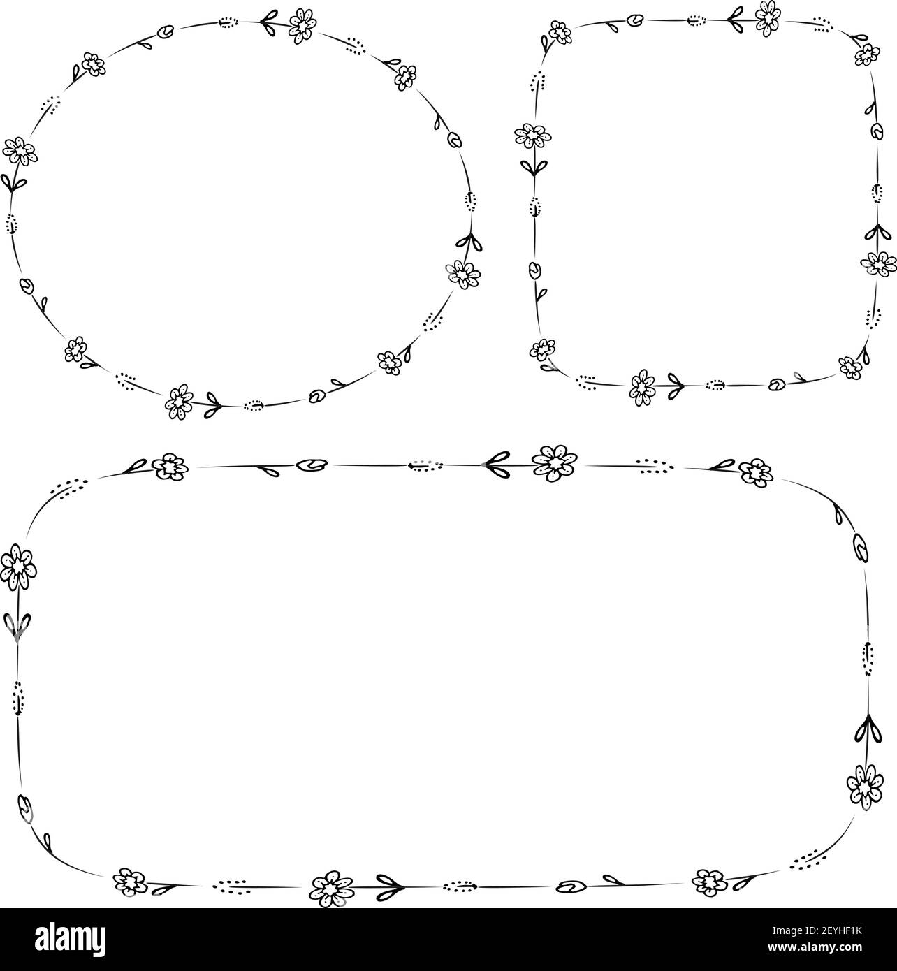 vektor Zeichnung schwarz und weiß Blumen Hintergrund Rahmen Rahmen Stock Vektor