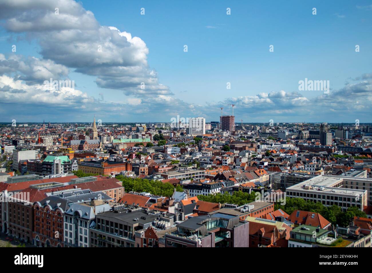 Antwerpen, Belgien - 12. Juli 2019: Luftaufnahme der Stadt Antwerpen in Belgien an einem sonnigen Sommertag. Stockfoto