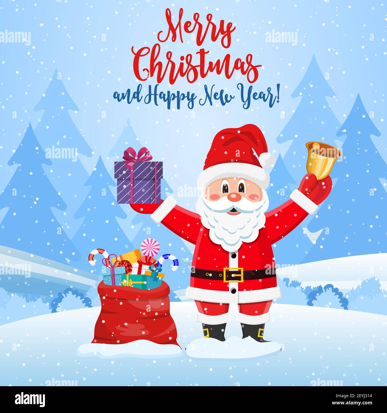 Weihnachten Hintergrund. Weihnachtsmann mit Sack Geschenke Stock Vektor