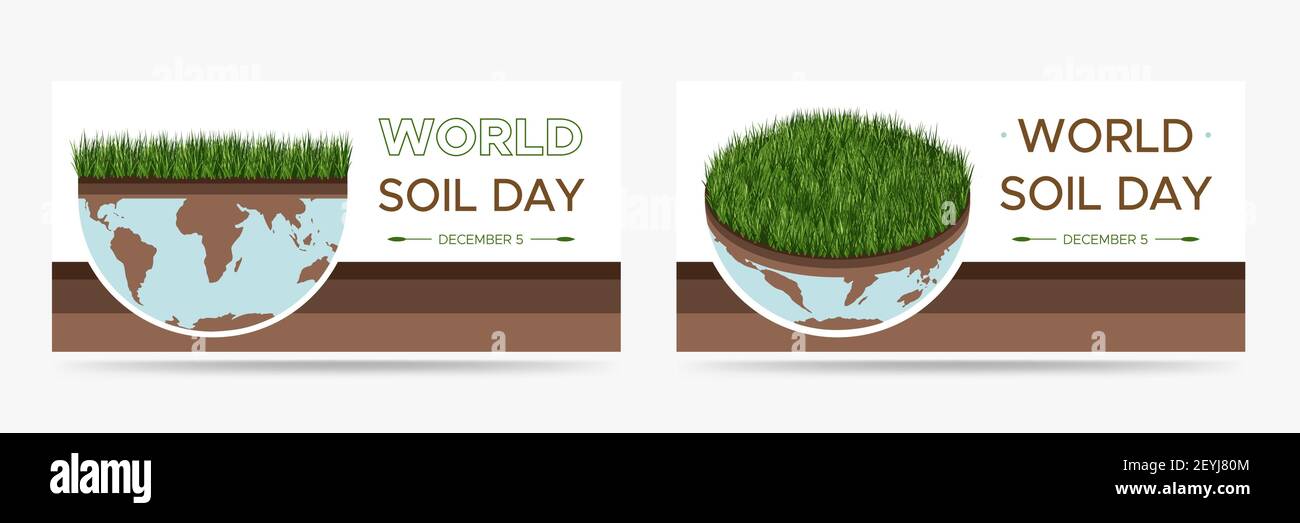 World Soil Day - Vektordarstellung eines Umweltkonzepts, um die Welt zu retten. Isometrisches und flaches Set zur Pflege von Erde und Boden. Suitab Stock Vektor