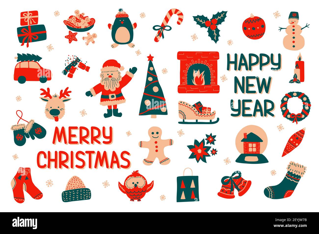Ein Grosses Set Mit Elementen Fur Ein Frohes Neues Jahr Und Frohe Weihnachten Im Skandinavischen Stil Mit Festtagsbeschriftungen Vektorgrafik Clip Art Sammlung Stock Vektorgrafik Alamy