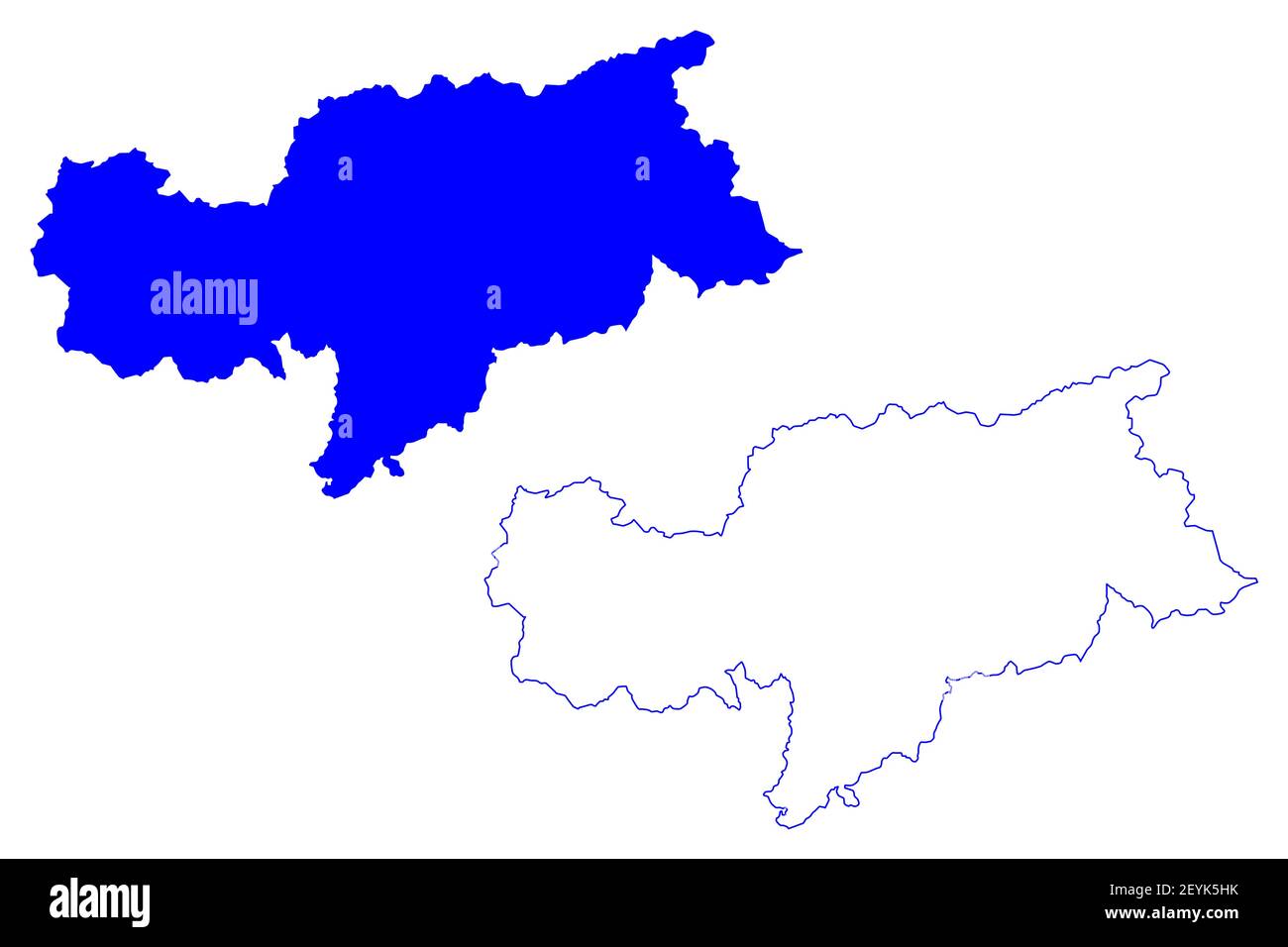 Südtirol (Italien, Italienische Republik, Trentino-Südtirol oder Trentino-Südtirol, Autonome Region Sudtirol) Kartenvektordarstellung, Scribble Sketc Stock Vektor