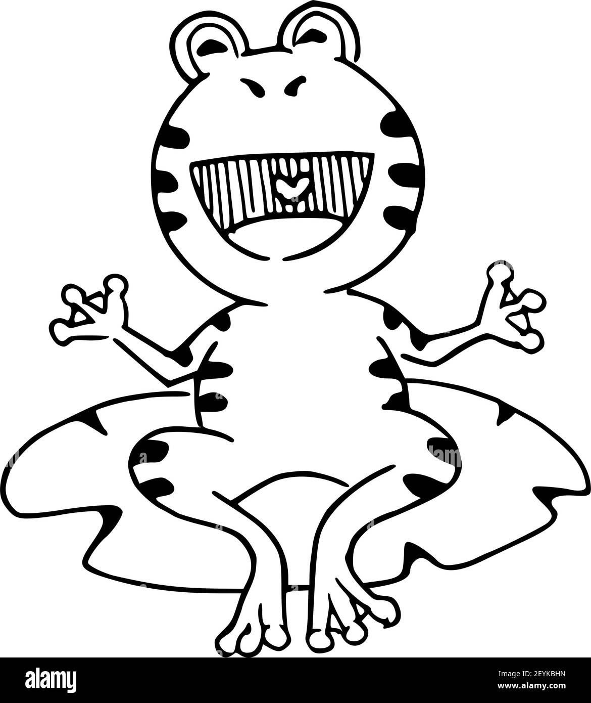 vektor Cartoon Frosch lachen schwarz und weiß Stockfotografie - Alamy