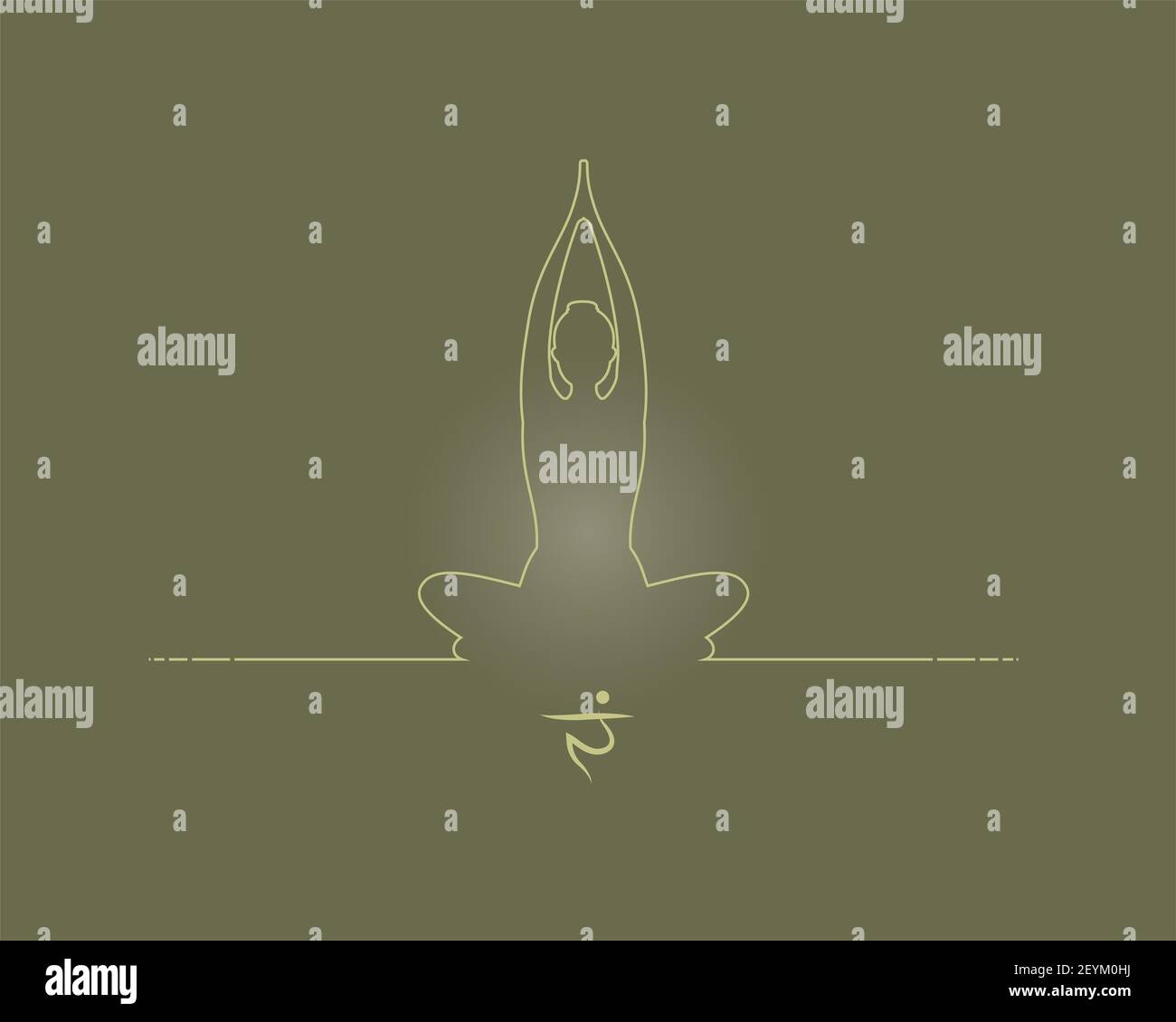 Yoga Position Silhouette in kontrastierender Sonne, Solar Plexus Chakra Stockfoto