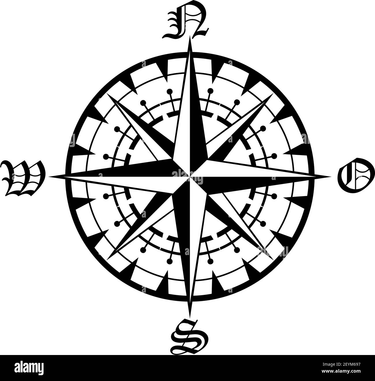 Navigationskompass Zeichen, Rose der Winde isoliert. Vector Marine und nautische Segeln Kartographie Kompass Stock Vektor