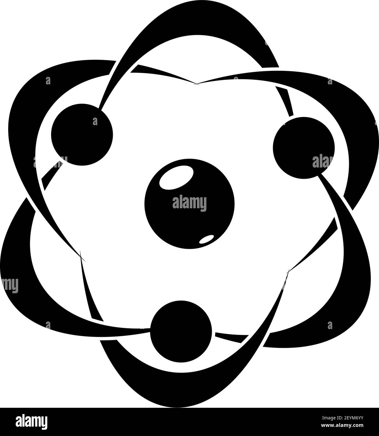 Moleküle und Atome Symbole isoliert chaotische Bewegung. Vektorbiologie, Pharmazie, Chemie Wissenschaft Logo Stock Vektor