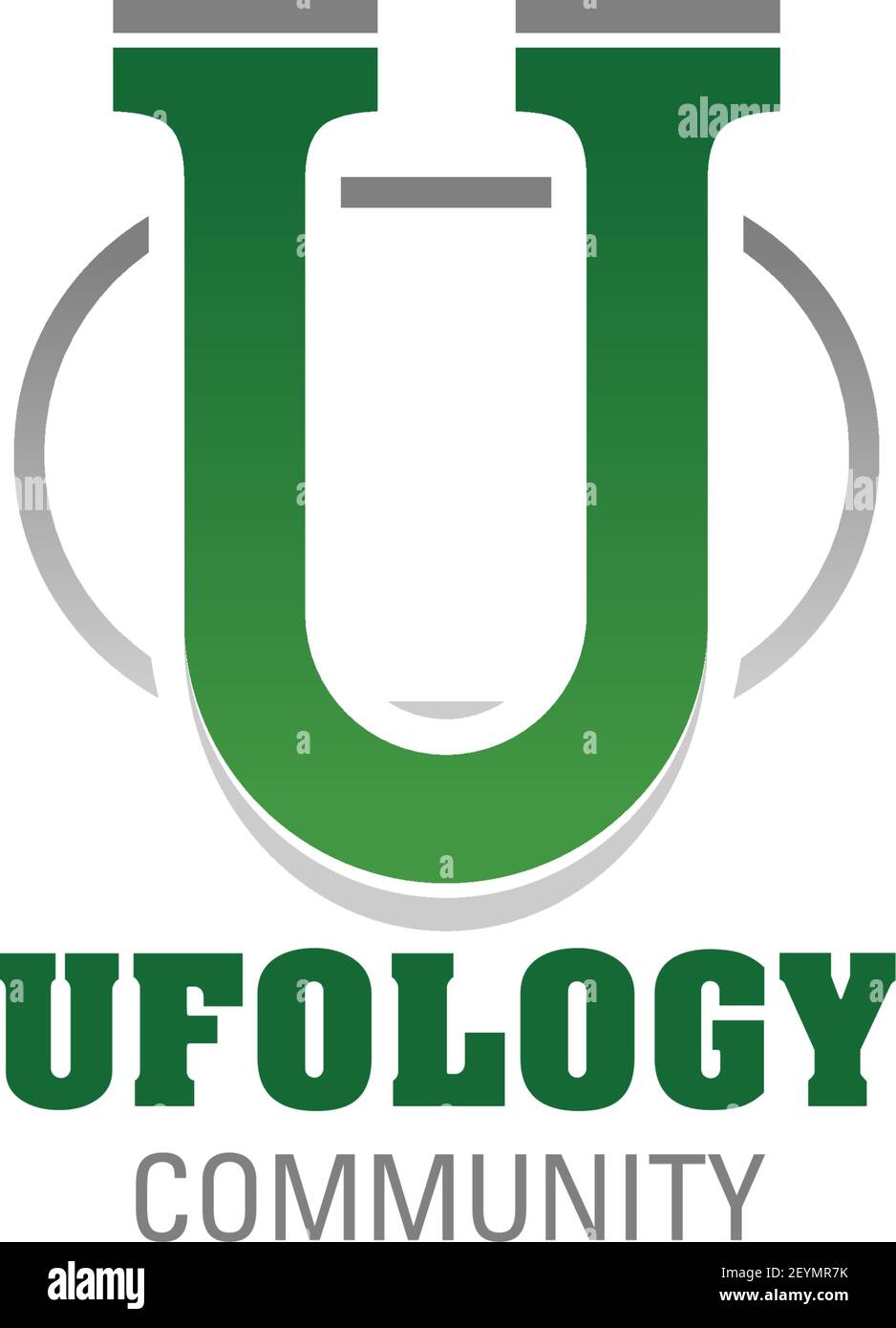 Buchstabe U Symbol für Ufologie Gemeinschaft oder Astronomie und UFO-Forschung Studien und Bildungszentrum. Vektor Alien Linie Symbol in Buchstabe U für kosmischen Raum Stock Vektor