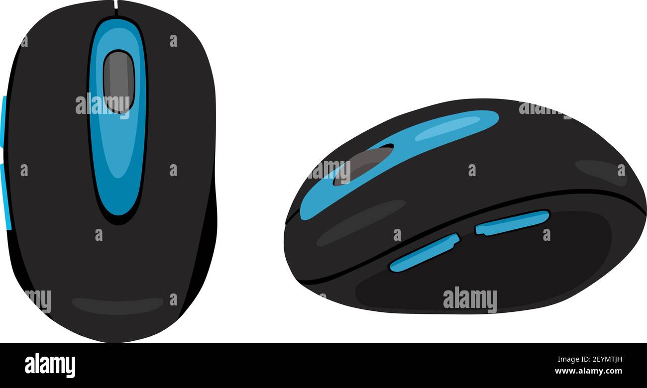 Schwarze und blaue drahtlose Computermaus isoliert auf weißem Hintergrund,  Vektorgrafik oder Clip Art für Design. Desktop-Computer-Maus  Stock-Vektorgrafik - Alamy