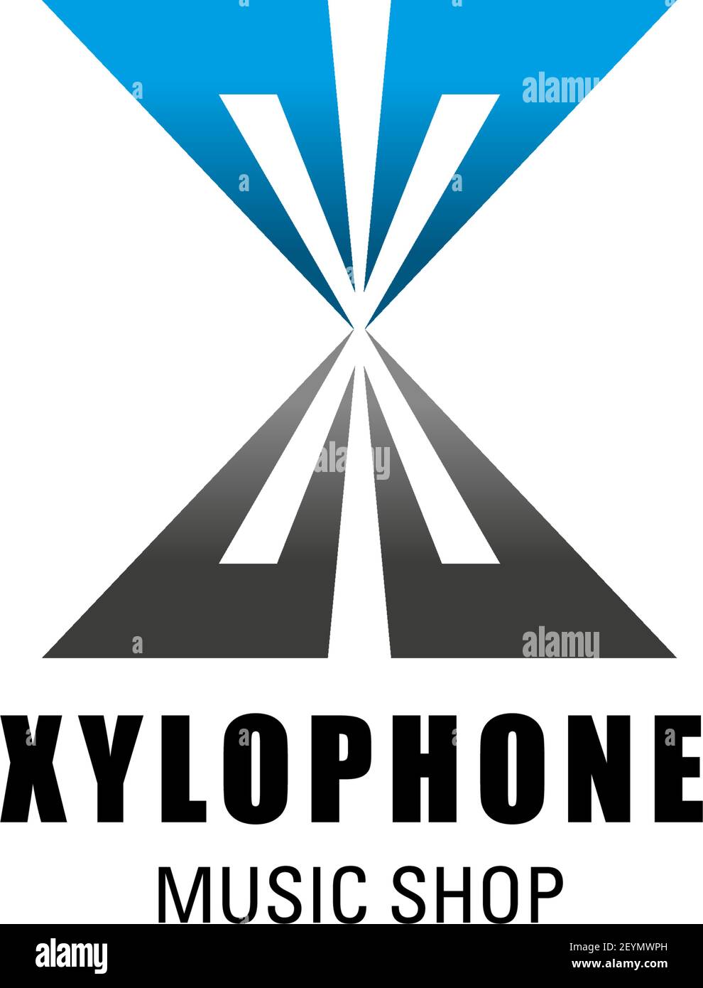 Buchstabe X Symbol für Musikgeschäft oder Musikinstrumente Geschäft Design. Vektor-Buchstabe X in Xylophon Symbol für Musikschule oder Gesangsausbildung und Aufzeichnung Stock Vektor
