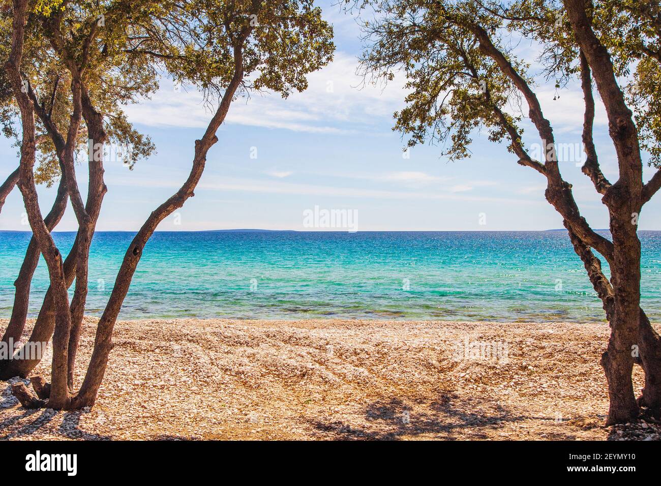 Schöner langer Sandstrand die Insel Pag in Kroatien Stockfoto