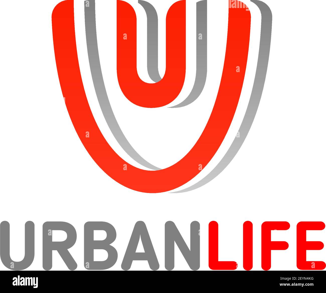 Buchstabe U Symbol für urbane Leben und Sport Stil Marke Corporate Identity Design. Vektor-Linie Symbol des Buchstabens U für Sportbekleidung Firma oder Stadt Café und r Stock Vektor