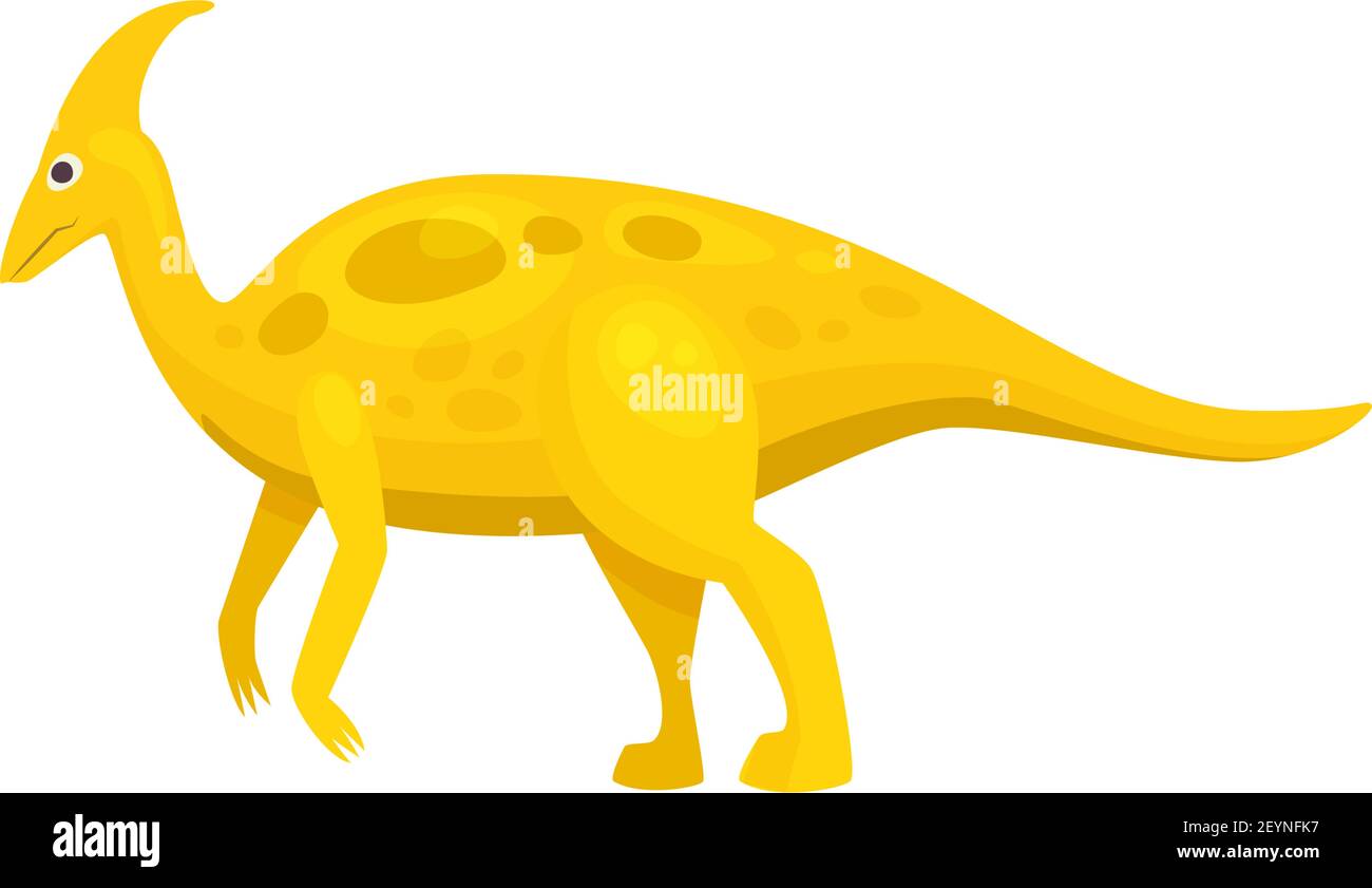 Parasaurolophus ornithopod Dinosaurier isoliert gelb prähistorischen Tier. Vektor Cartoon Dino, Walkeri Stock Vektor