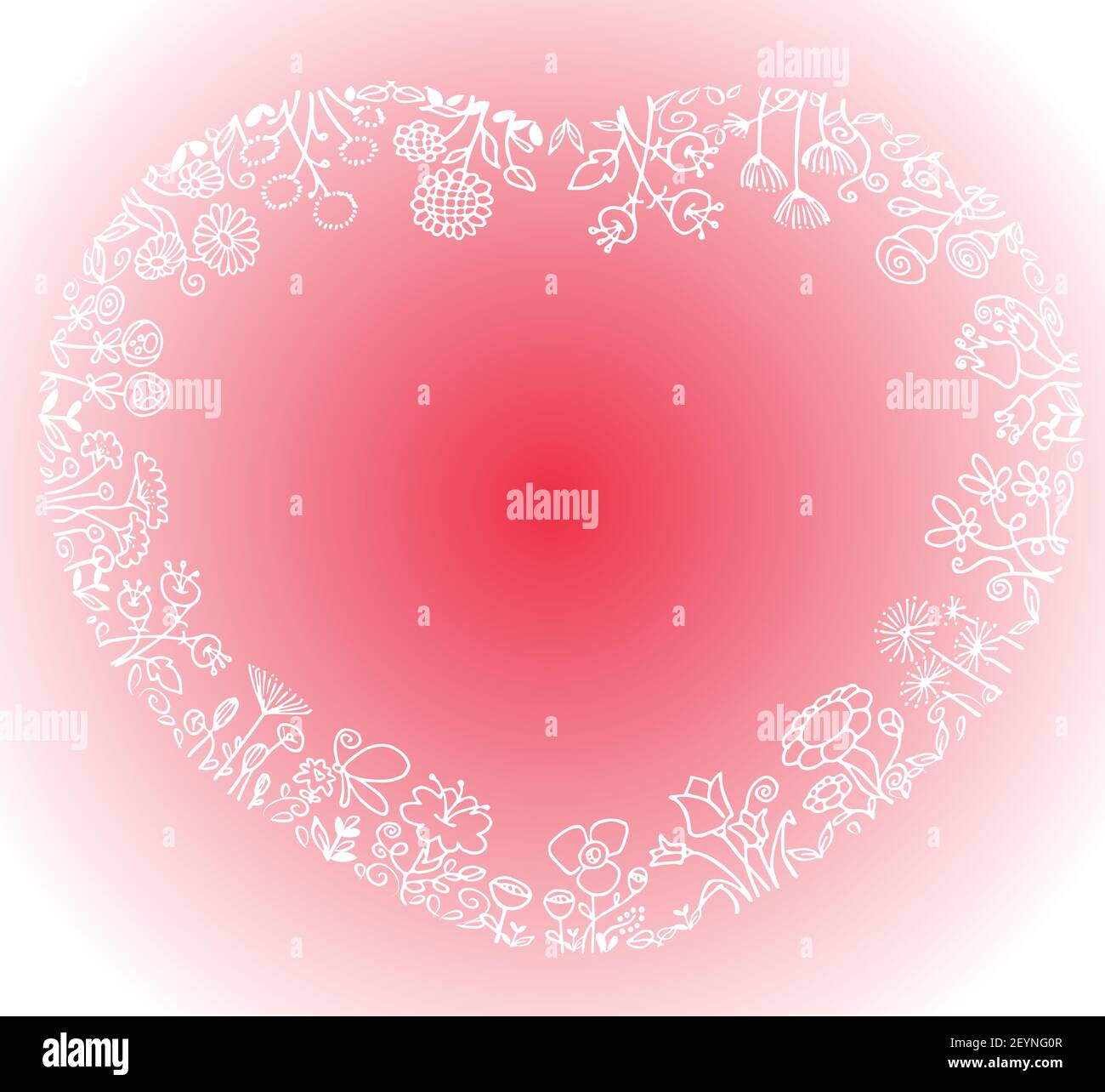 vektor schwarz und weiß Blumen Herz Form Rand Hintergrund Stock Vektor