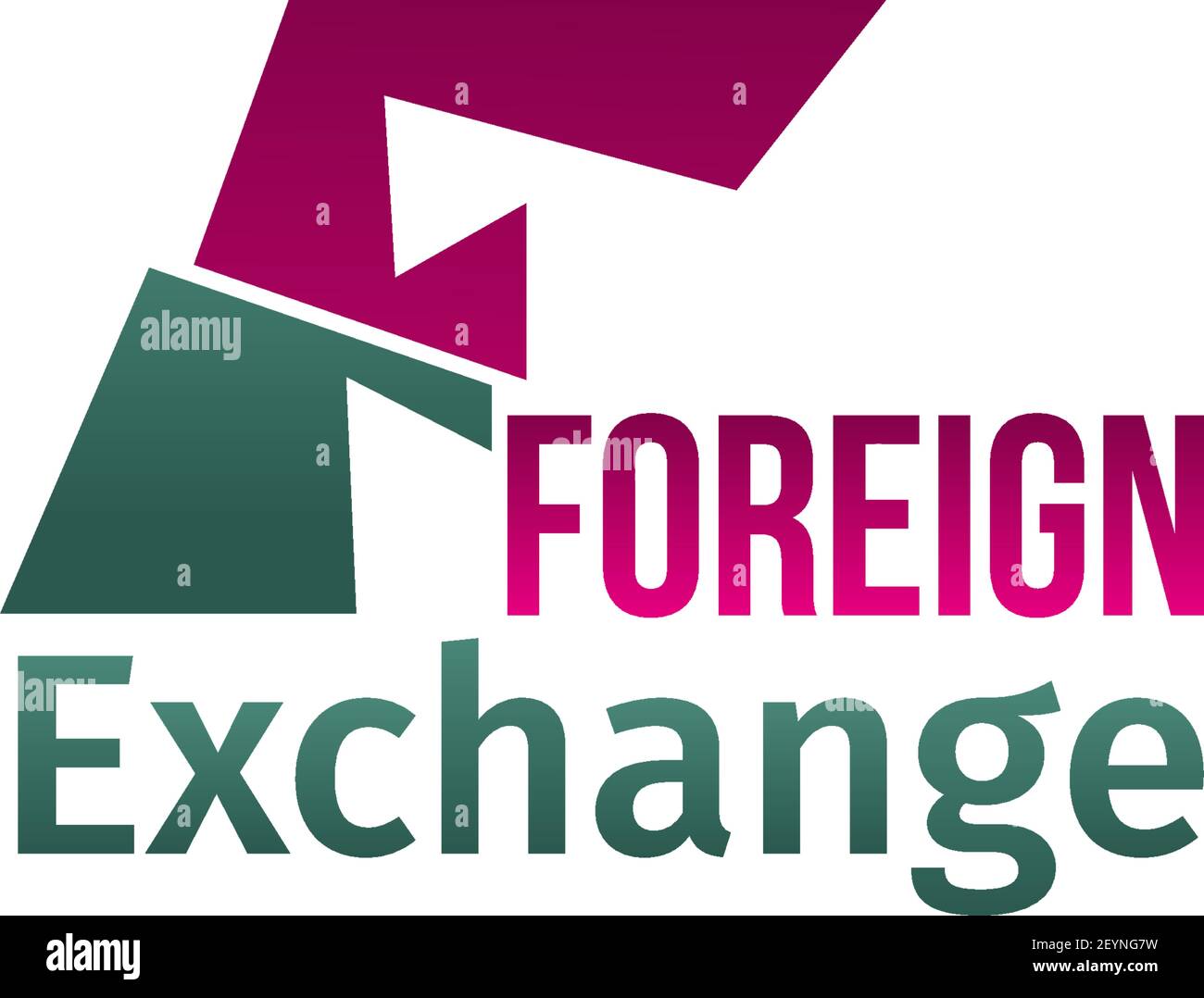 Devisenvektorzeichen. Kreativabzeichen für Übersetzungsagentur oder Bildungseinrichtung. Konzept des Sprachaustauschprogramms. Emblem für Forum Stock Vektor