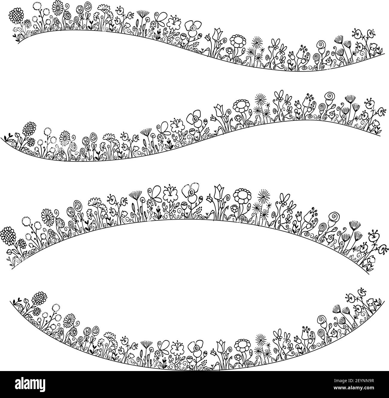 vektor schwarz und weiß Blumen Herz Form Rand Hintergrund Stock Vektor