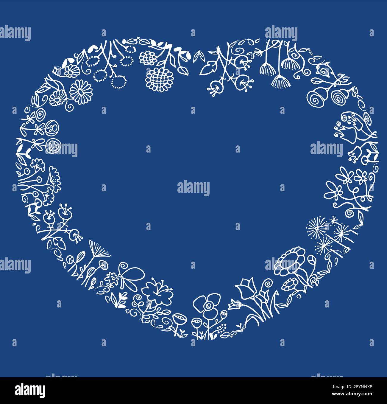 vektor schwarz und weiß Blumen Herz Form Rand Hintergrund Stock Vektor