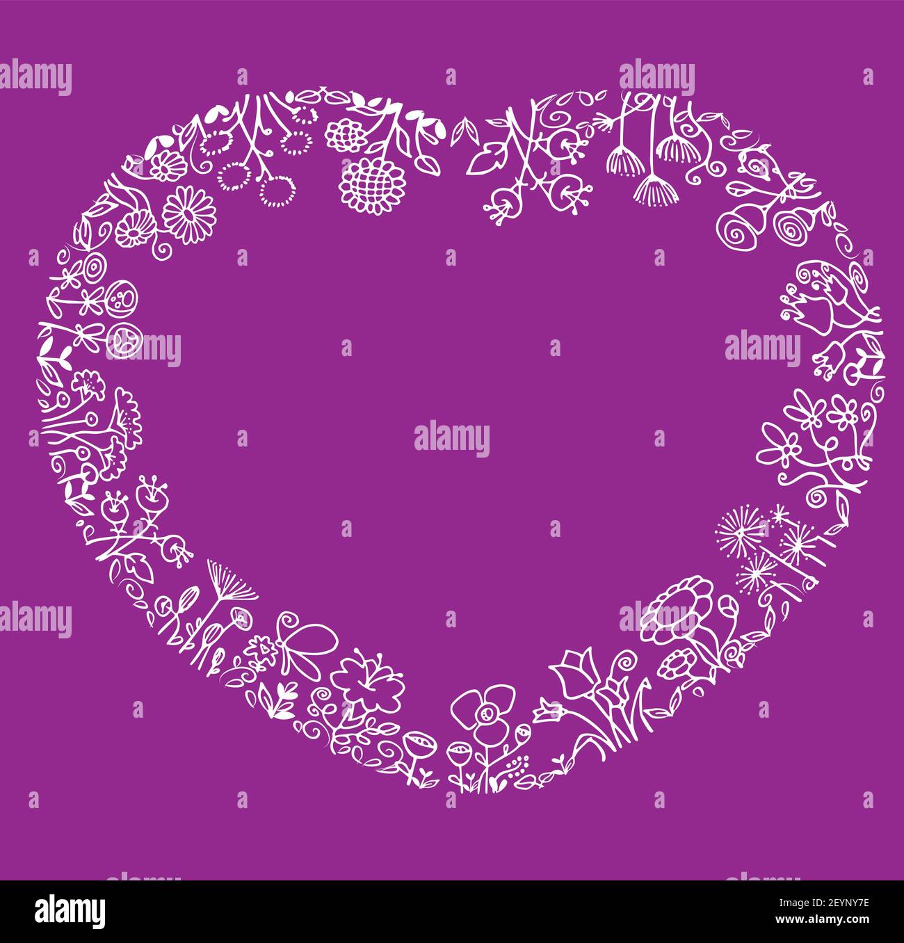 vektor schwarz und weiß Blumen Herz Form Rand Hintergrund Stock Vektor