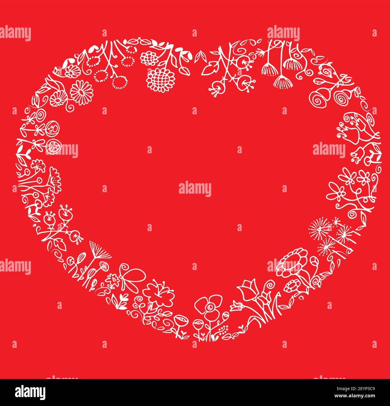 vektor schwarz und weiß Blumen Herz Form Rand Hintergrund Stock Vektor