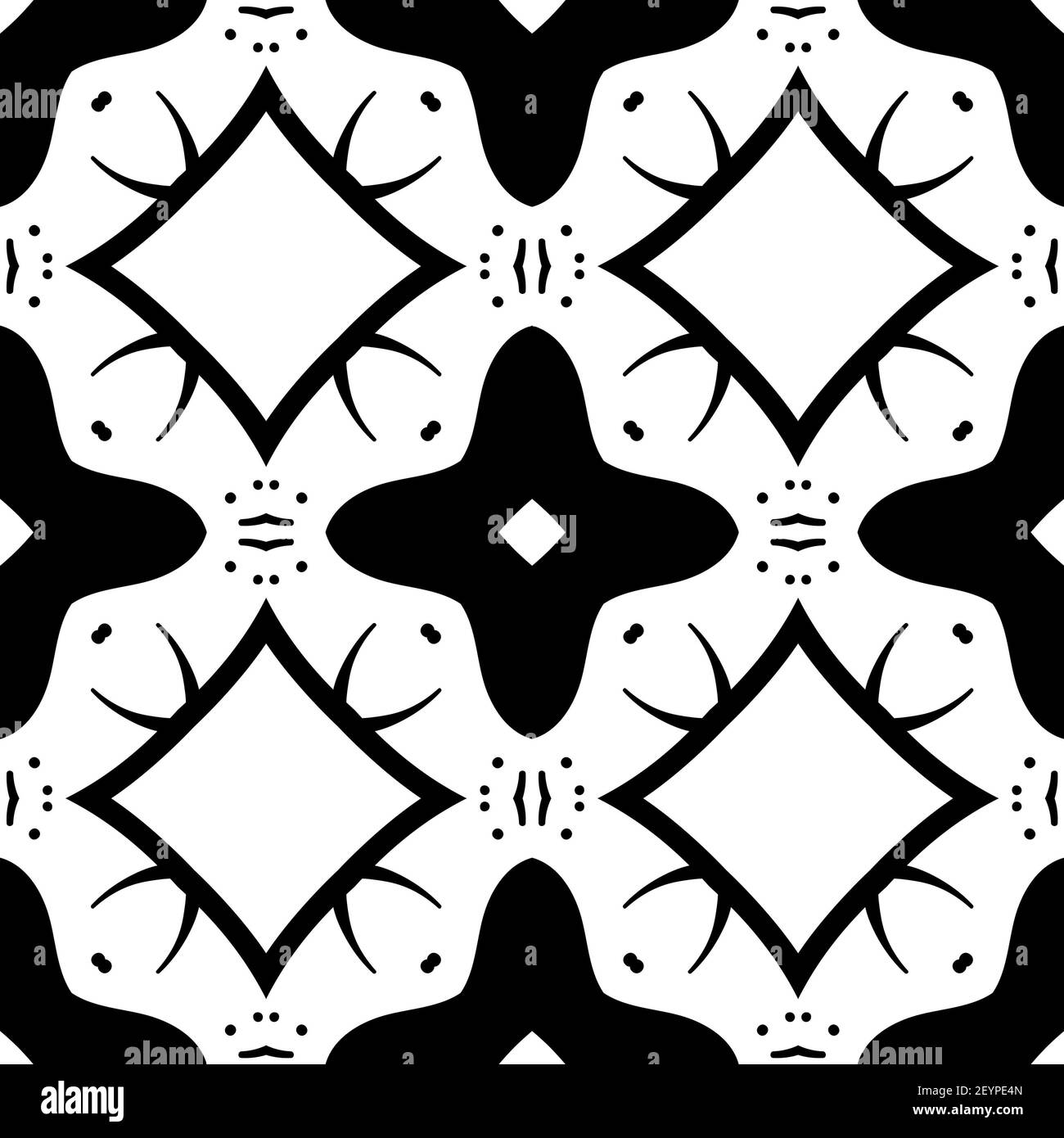 Geometrische Stil schwarz-weiß nahtlose Muster Illustration Stockfoto