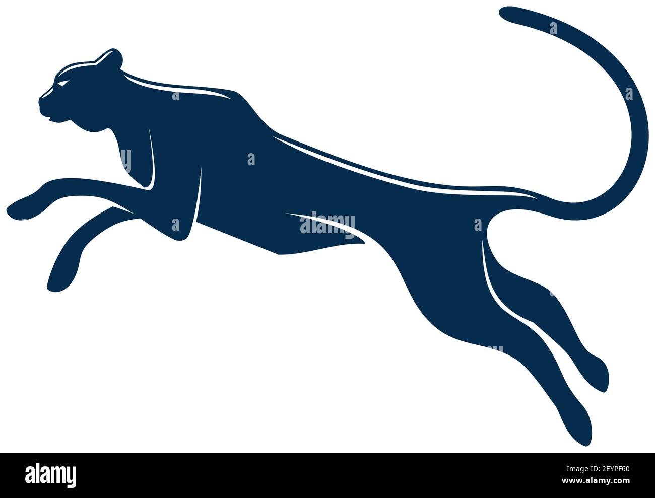 Wilder schwarzer Panther isoliert puma oder Puma. Vektor laufen oder springen Leopard Silhouette Stock Vektor