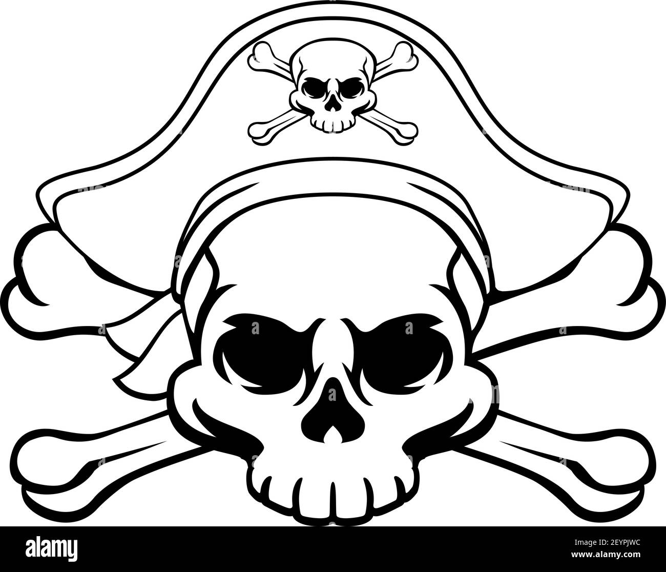 Totenkopf Pirat Jolly Roger In Hat Stock Vektor