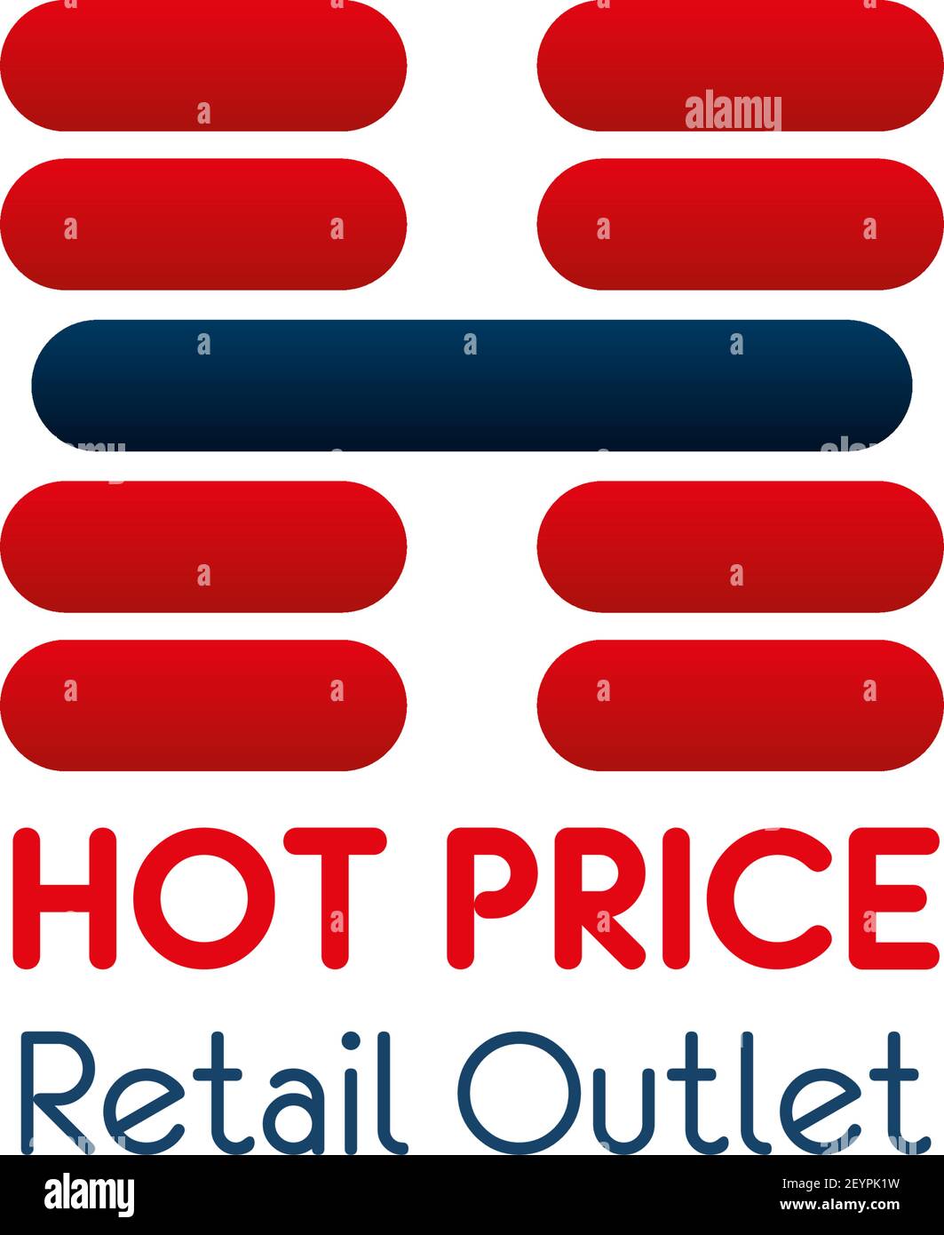 Heißer Preis Symbol des Buchstaben H für Mode-Einzelhandel Outlet-Shopping-Center und Luxus-Kleidung Boutique. Vektor isoliertes Symbol des Buchstaben Z in rot und blau Stock Vektor