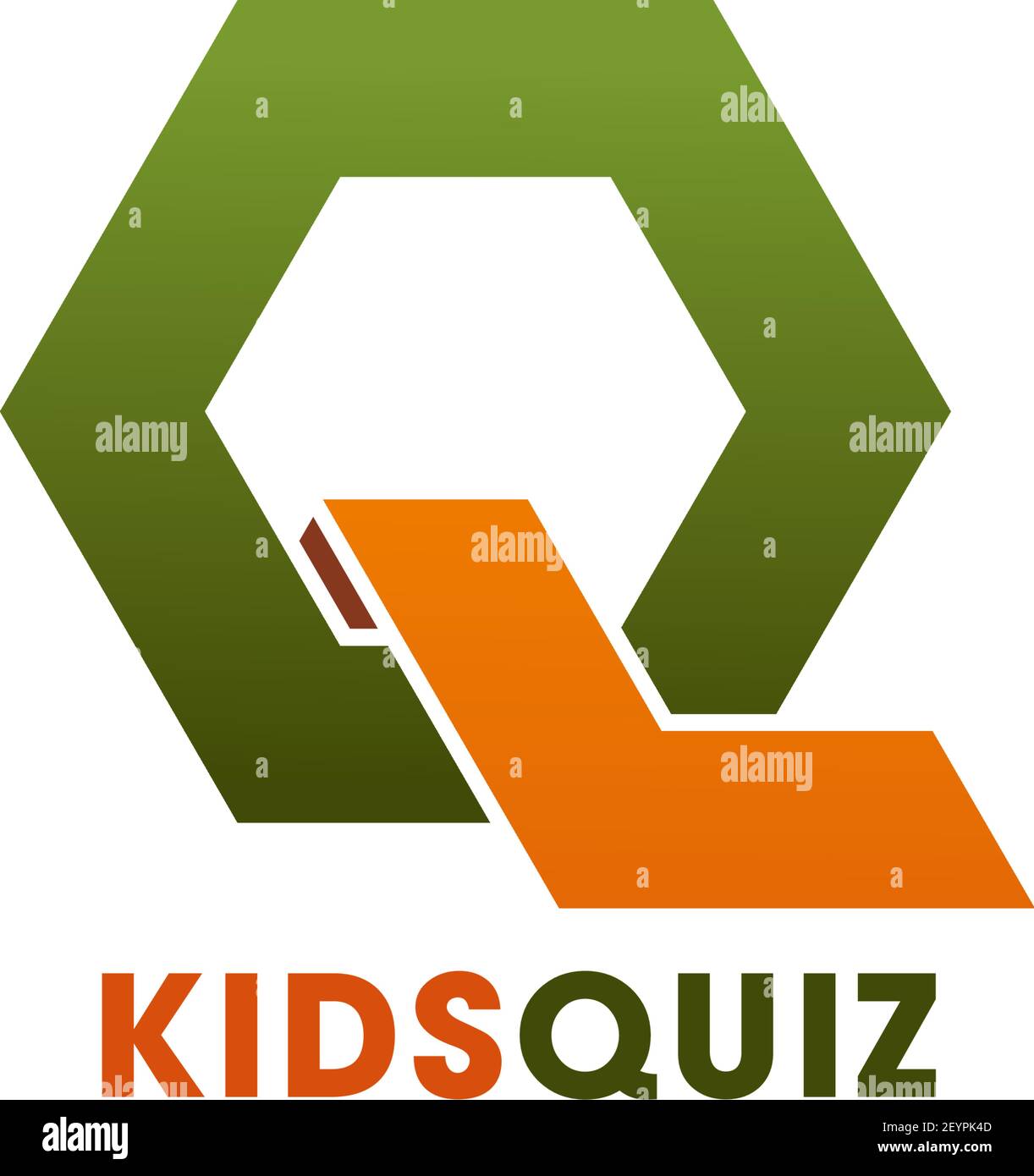 Kinder Quiz Q Buchstabe Symbol für Schulverein oder Kinder Bildung Workshop. Vektor geometrische Buchstaben Q Vorlage für Kindergarten, Schule oder College Wissenschaft Stock Vektor