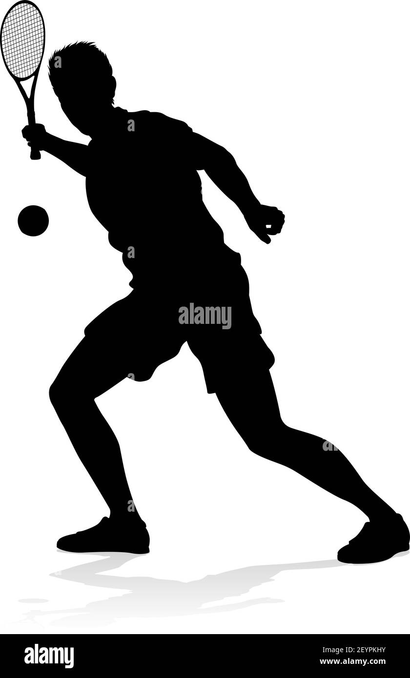 Tennis Spieler Mann Sport Person Silhouette Stock Vektor