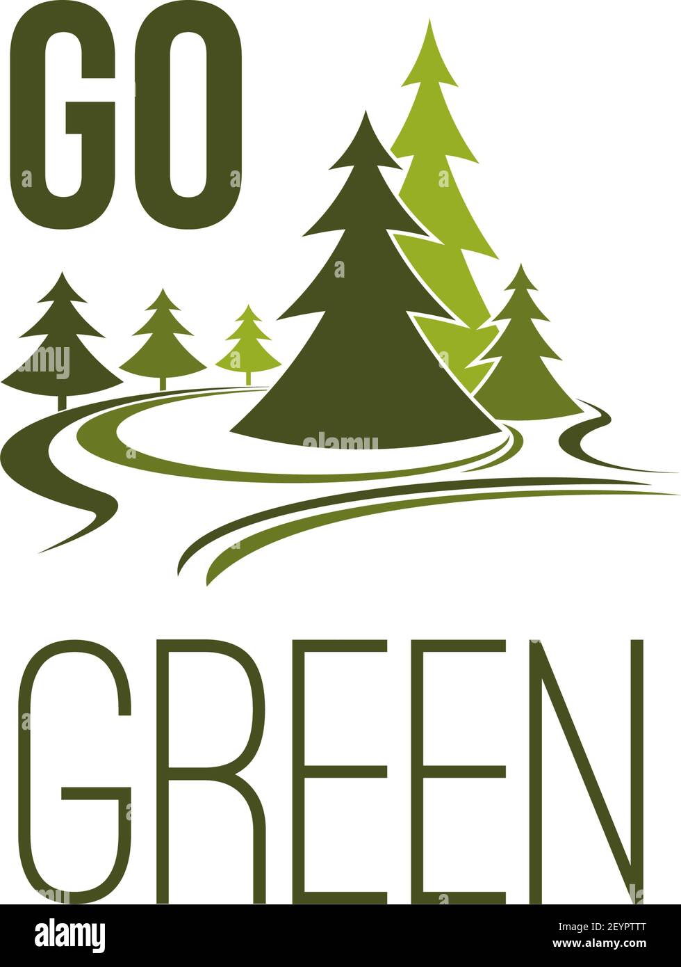 Go Green Ökologie und Umwelt Konzept Icon, Vektor Naturpark oder Wald Bäume Symbol für Planeten oder Erde Ökologie Erhaltung und Natur p Stock Vektor