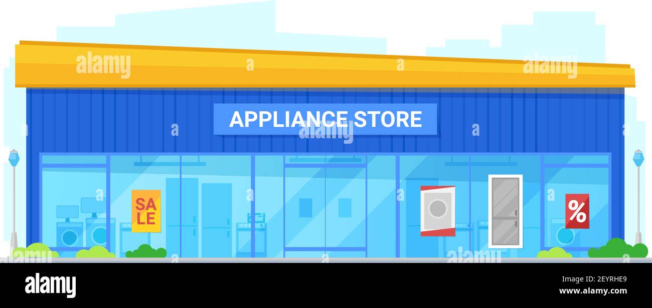 Haushaltsgeräte Geschäft, Vektor-Flachbau. Consumer Electronics Trade Center Verkauf Stock Vektor